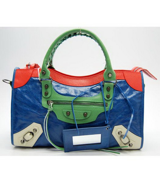 Balenciaga Giant City Bag colorato in blu scuro in pelle